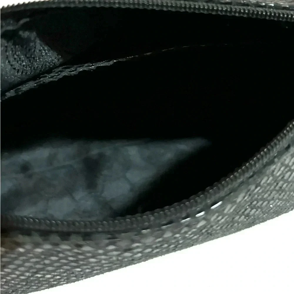 Michael kors black faux snakeskin metallic cosmetic bag